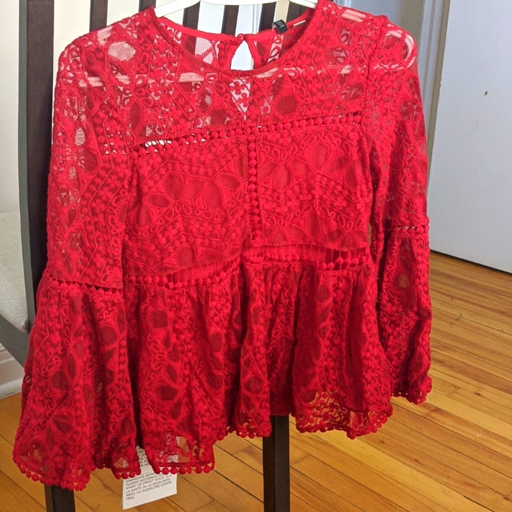 Red mesh top
